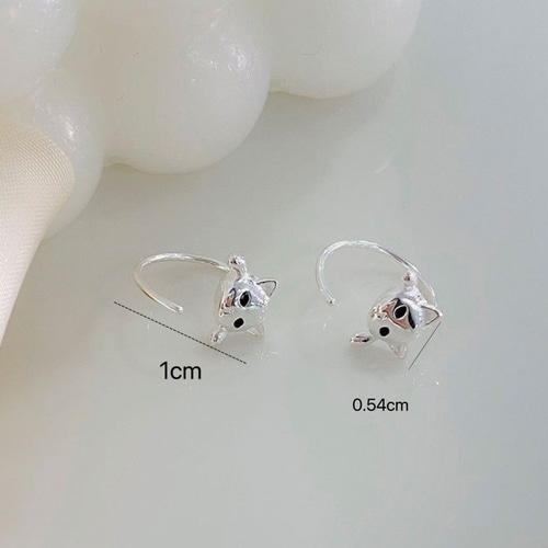 シルバー925 かわいい ネコ フック ピアス つけっぱなし ピアス 金屬