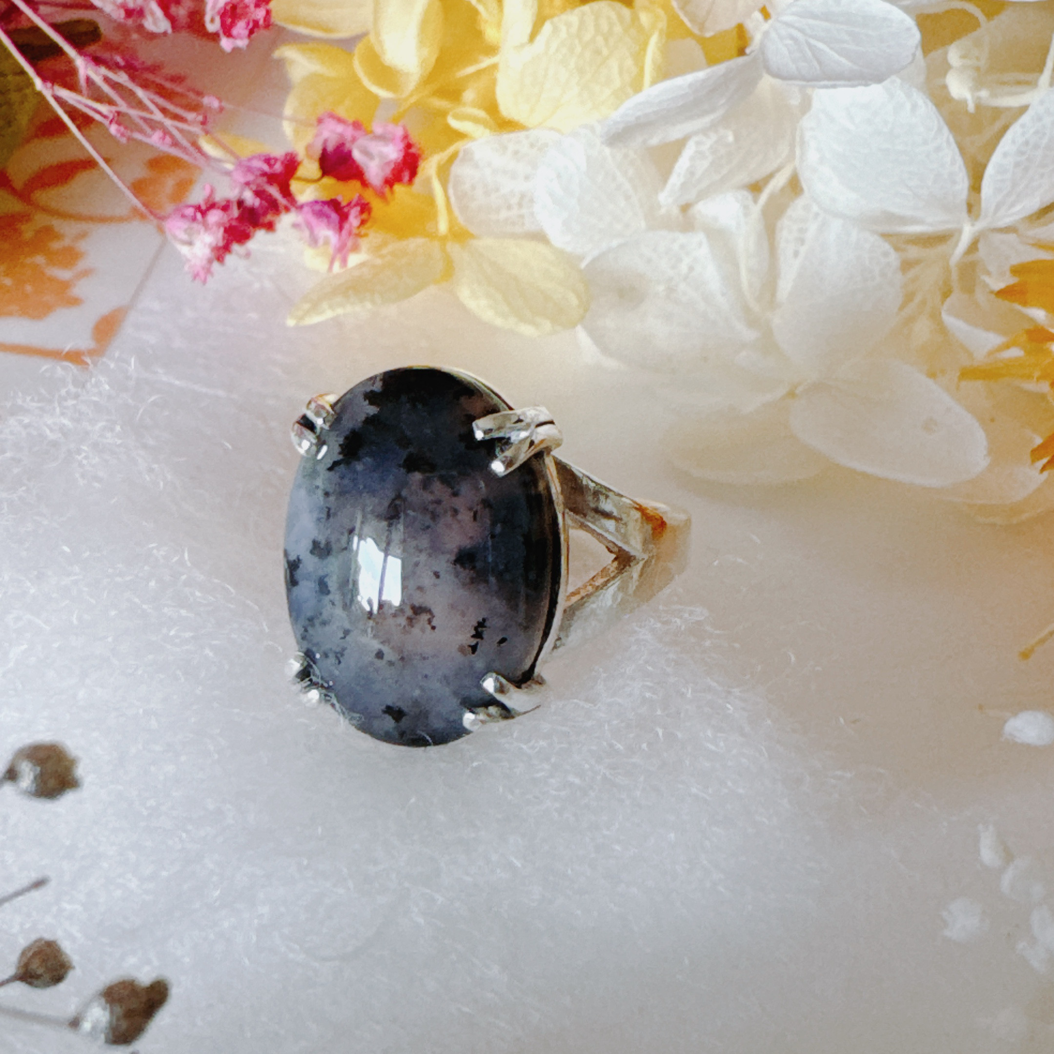 【一点物】【独特な天然石の模様】テンドリテックアゲートSilver925リング