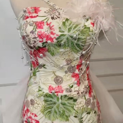 新作！美品　マーメイドドレス　可愛い花　抜群のおしゃれ見え　キャミソール パール付け　ウェディングドレス/パーティー二次 4枚目の画像