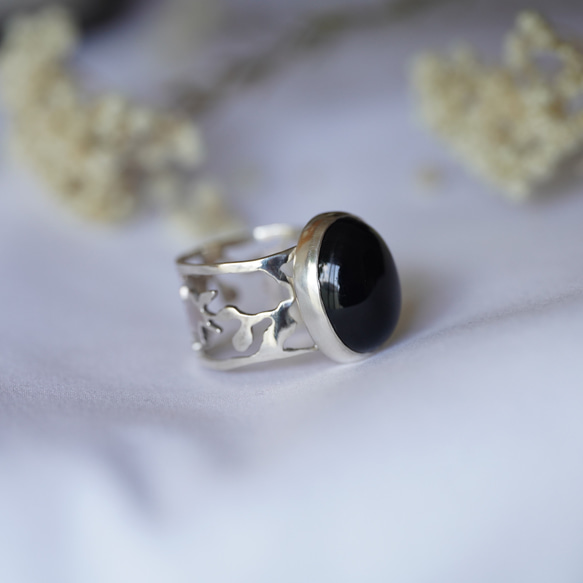 [送料当方負担] SV925 Black Onyx Arabesque Ring(RAR05SV_BO#15) 6枚目の画像