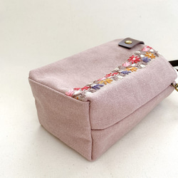 NEW＊ 欲張りなスマホポシェット　帆布&インド刺繍　ペットボトル・長財布OK！巾着ポシェット 5枚目の画像