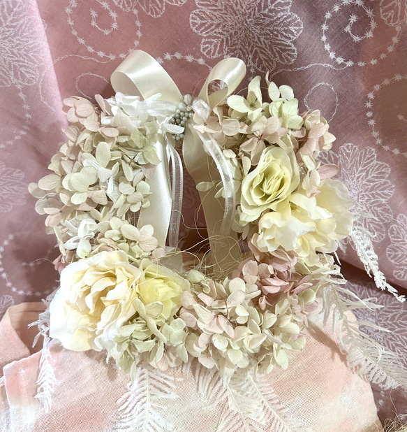 478» ◤完売致しました◢ 淡い色合い*リース*紫陽花*山シダ