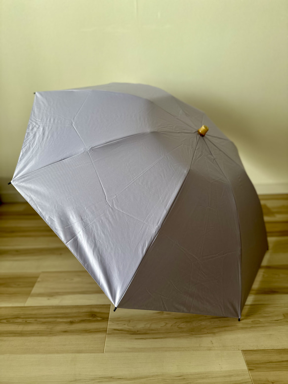 日傘 雨傘 折りたたみ傘 逆さま傘 骨8本 竹ハンドル 晴雨兼用  完全遮光 UPF50 99％UVカット パープル 4枚目の画像