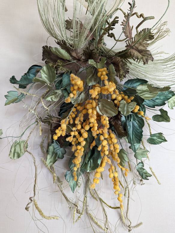 1.ミモザスワッグ インテリアスワッグ(ミモザ)I15 スワッグ 染花かざり あみか京都 通販