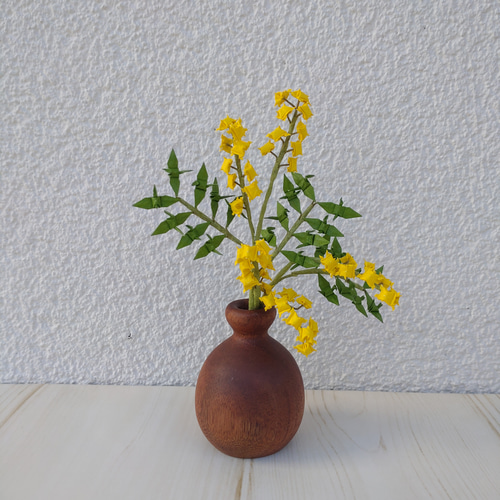 ミモザ〘鶴と亀の折り紙〙 花器付 その他アート ninnaya〘折り紙