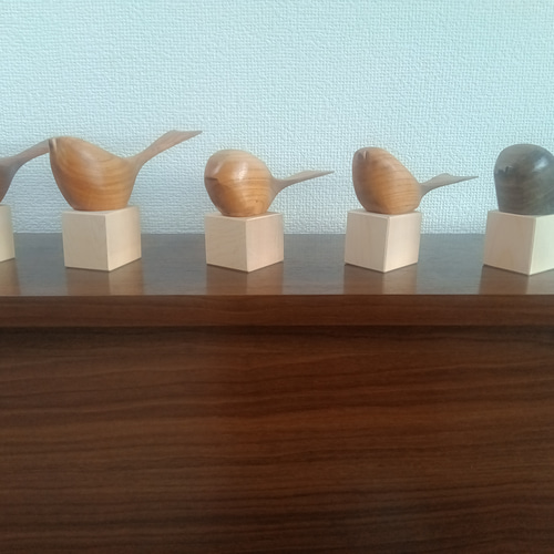 木製 鳥のオブジェ ケヤキ、ウオールナット 玄関 置物 愛鳥 その他