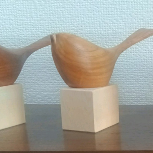 木製 鳥のオブジェ ケヤキ、ウオールナット 玄関 置物 愛鳥 その他