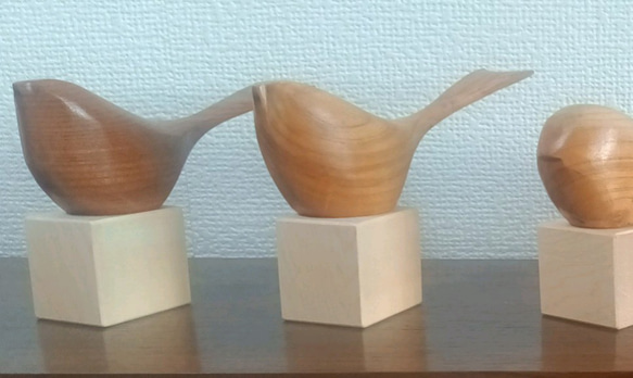 木製 鳥のオブジェ ケヤキ、ウオールナット 玄関 置物 愛鳥 その他