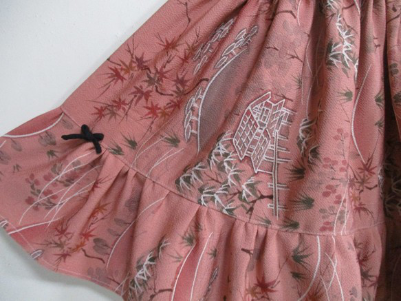 ７６４７　花柄の着物で作ったミニスカート　＃送料無料 9枚目の画像