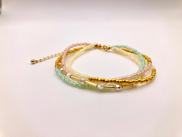 パールの春色3連ブレスレット 4枚目の画像