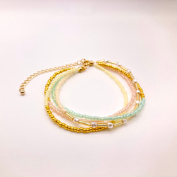 パールの春色3連ブレスレット 2枚目の画像