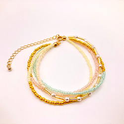 パールの春色3連ブレスレット 3枚目の画像