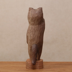 木彫り 招き猫（右手）ネコの置物（木材：ウォルナット/チェリー）（No.N0003） 7枚目の画像