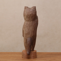 木彫り 招き猫（右手）ネコの置物（木材：ウォルナット/チェリー）（No.N0003） 7枚目の画像