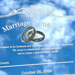 アクリル結婚証明書 横デザインL【アクリルミラーペアリング付き】 2枚目の画像