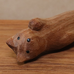 木彫り 招き猫（左手）ネコの置物（木材：胡桃/山桜）（No.N0005） 14枚目の画像
