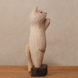 木彫り 招き猫（左手）ネコの置物（木材：メープル/ウォルナット）（No.N0006） 9枚目の画像