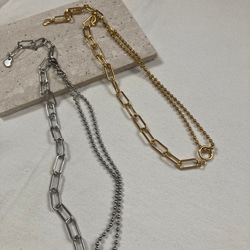 ー好きなところで留められる！mix chain necklaceー　サージカルステンレス　チェーンネックレス　チェーン 5枚目の画像