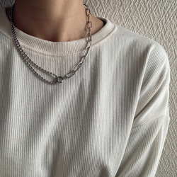 ー好きなところで留められる！mix chain necklaceー　サージカルステンレス　チェーンネックレス　チェーン 16枚目の画像