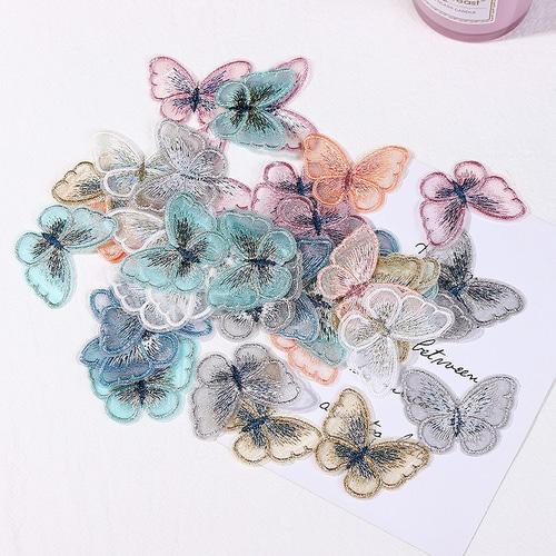 6 ゴールド〈6枚〉Lサイズ 蝶 モチーフ 刺繍 レース パーツ 春 6 ゴールド〈6枚〉Lサイズ 蝶 モチーフ 刺繍 レース パーツ 春