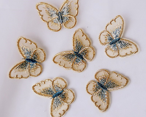 レース パーツ 13.ダブル蝶々 10個売り バタフライ チョウ 刺繍