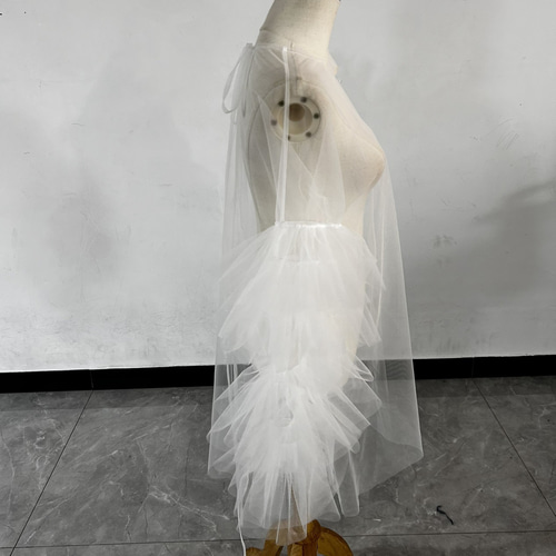 実例写真！大好評中！トップス 孕む オフホワイト ソフトチュール  