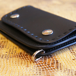 ミニトラッカーウォレット N064 黒色 BURNY 本革 バイカーウォレット ショートトラッカレザー 財布 3枚目の画像