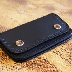 ミニトラッカーウォレット N064 黒色 BURNY 本革 バイカーウォレット ショートトラッカレザー 財布 2枚目の画像