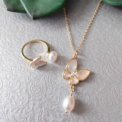 美品❣️貝殻 白蝶母貝 フラワー パール ネックレス スターリング 美品❣️貝殻 白蝶母貝 フラワー パール ネックレス スターリング