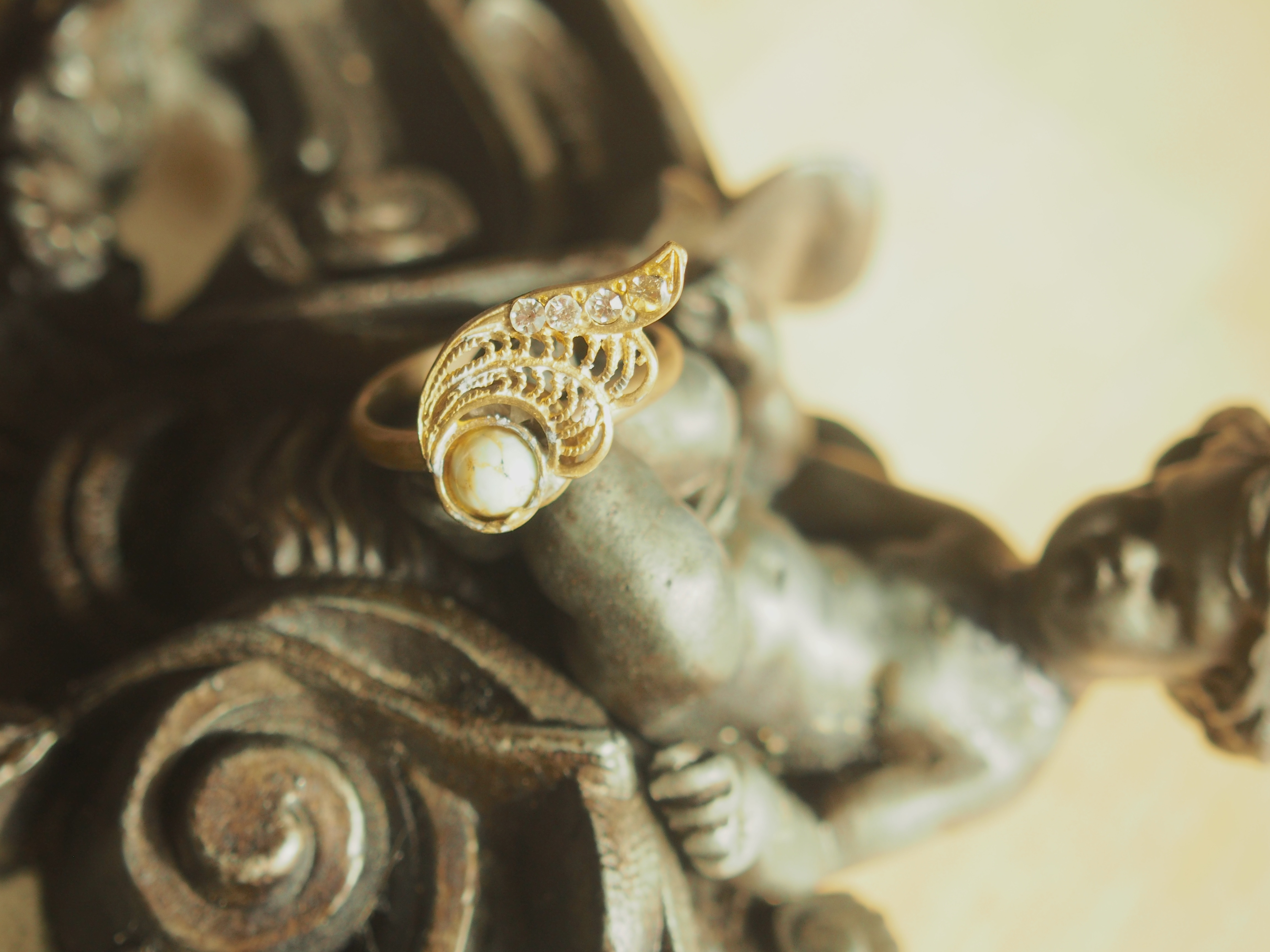 ＝妖精の涙＝ヴィンテージパーツのリング（ターコイズ） 4,000円