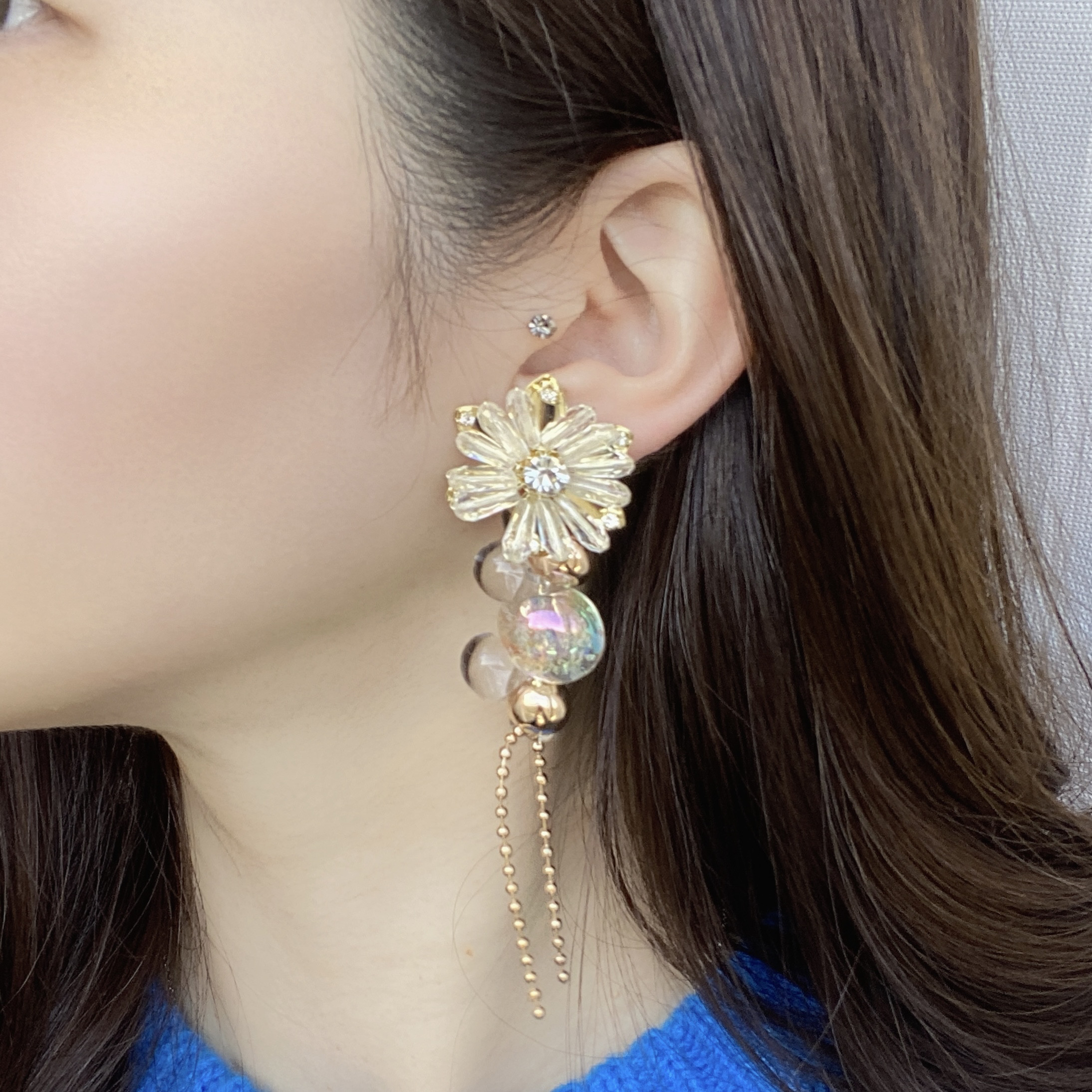 フラワー ビジュー ピアス イヤリング Flower Bijou Pierce