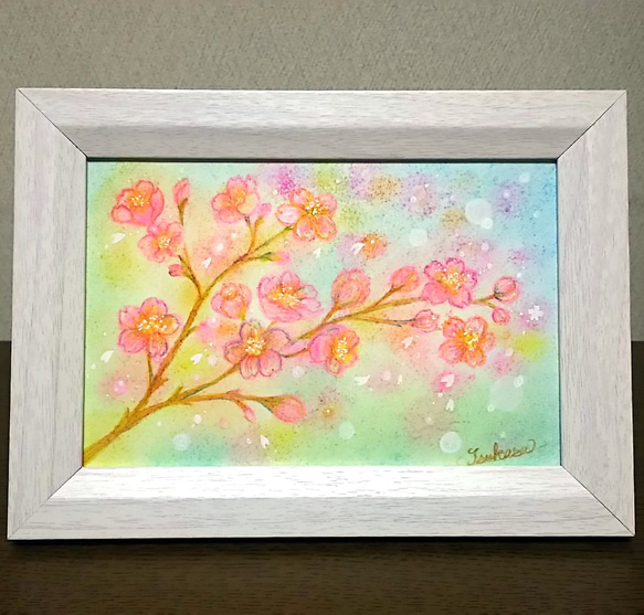 パステルアート　春の陽光と桜　パステル画原画 1枚目の画像