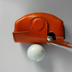 #ゴルフ　マレット型パターヘットカバー（レザークラフト）マグネット開閉式　右利き用 4枚目の画像