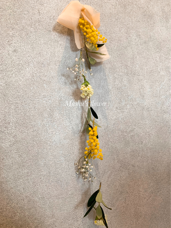 フラワーモビール(ミモザ) / ドライフラワーガーランドモビールミモザ