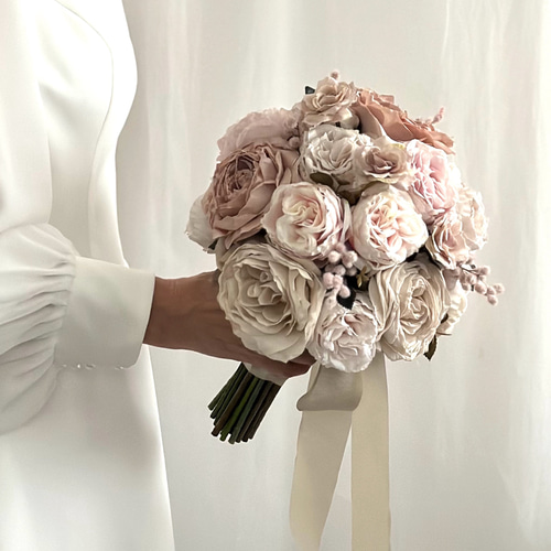 モーブピンクのローズブーケ ウェディングブーケ 造花ブーケ ブーケ