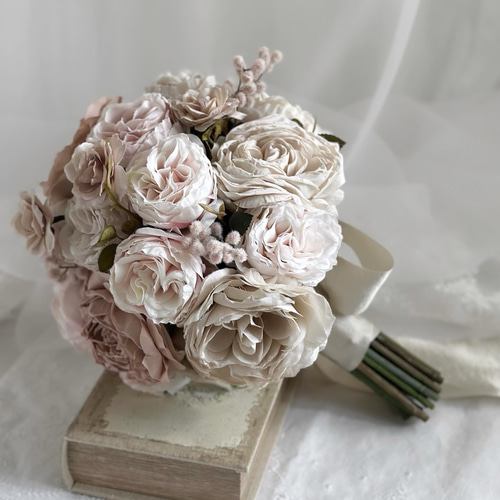 モーブピンクのローズブーケ ウェディングブーケ 造花ブーケ ブーケ