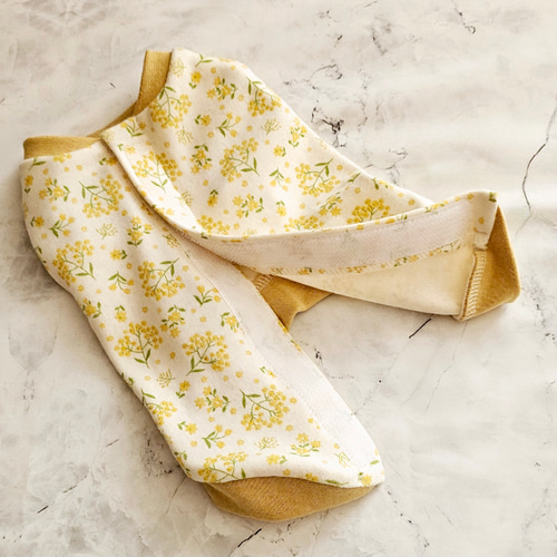 オーダー】 ミモザ柄背開き服 シニア犬にも優しい背中開き