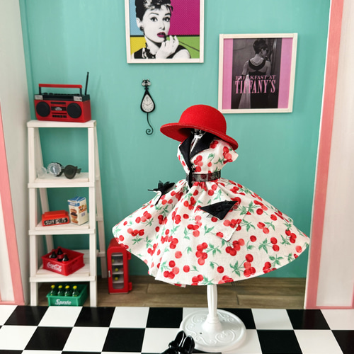 50's ロカビリーワンピース パニエセット さくらんぼ リカちゃん