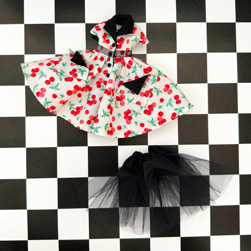 50's ロカビリーワンピース パニエセット さくらんぼ リカちゃん