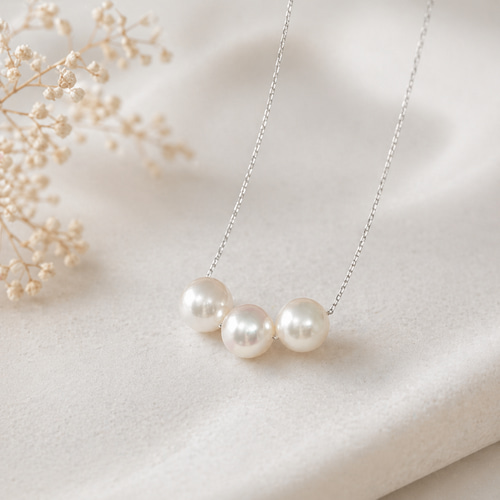 希少✨ アコヤ真珠 あこや 3連 パール ネックレス 6.5-7.0mm 特集掲載】プラチナ 6.5mm 毎日着けたくなる 3連 あこや真珠 スルー