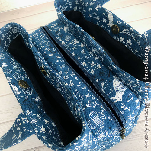 パッチワークあおりポケット付きトートバッグ パッチワークあおりポケット付きトートバッグ パッチワークあおり