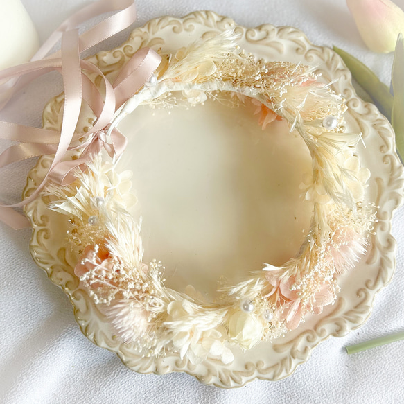 【送料無料】ベビーキッズ花冠　~spring white~  花かんむり　はなかんむり　子供用花冠　結婚式　誕生日　 2枚目の画像