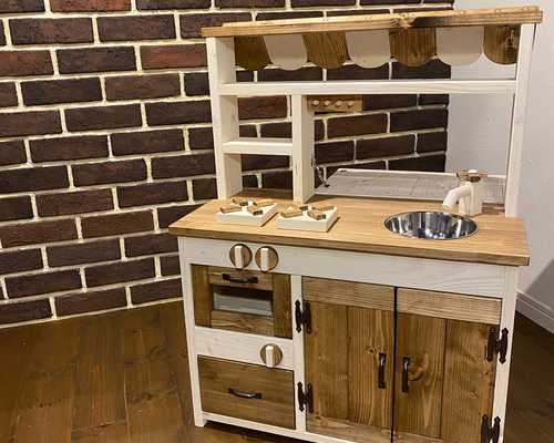 りーさん専用 おままごとキッチン 高さ＆幅(70cm)&色(ホワイト／ピンク