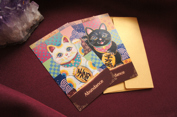 【今人気！】富を引き寄せる✦お守りカード「招き猫カード」Abundance 2枚目の画像