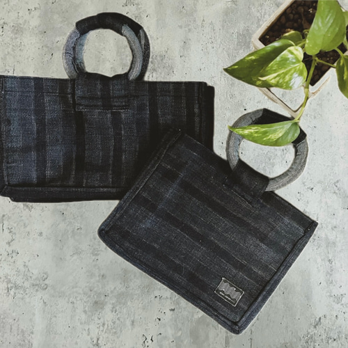 トートバッグ 横長バッグ デニムバッグ 和装にも合うバッグ【受注制作  