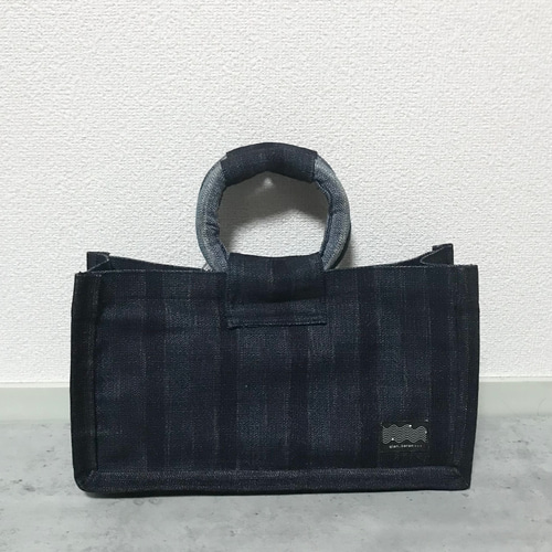 トートバッグ 横長バッグ デニムバッグ 和装にも合うバッグ【受注制作  