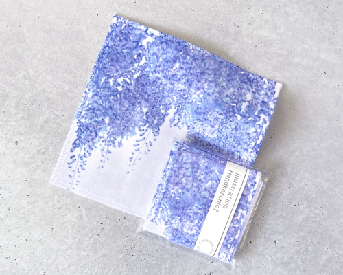 藤 - ハンカチタオル〈20×20cm〉｜草花で彩る、心うるおうアート