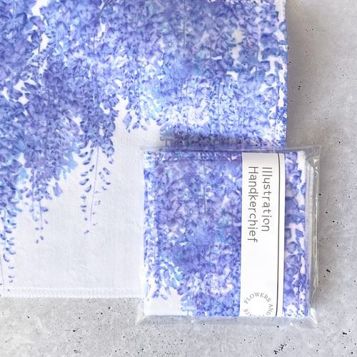 藤 - ハンカチタオル〈20×20cm〉｜草花で彩る、心うるおうアート