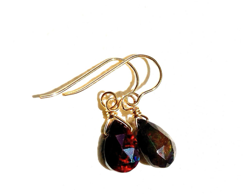 ブラックオパール2連フープピアス/イヤリング 【公式通販】