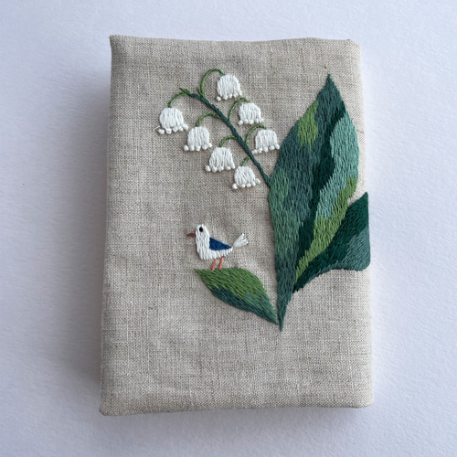 スズランと小鳥の刺繍文庫本カバー その他ケース 早川靖子 通販